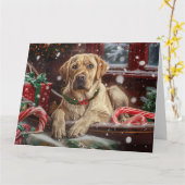 Labrador Hund Weihnachtsfest Karte (Gelbe Blume)