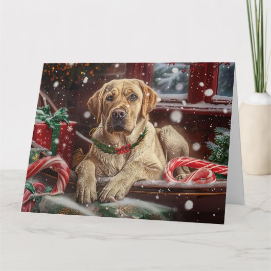 Labrador Hund Weihnachtsfest Karte (Vorderseite)