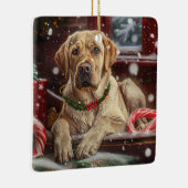 Labrador Hund Weihnachtsfest Keramikornament (Rechts)