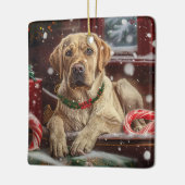 Labrador Hund Weihnachtsfest Keramikornament (Links)