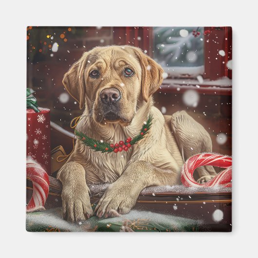 Labrador Hund Weihnachtsfest Magnet (Vorne)