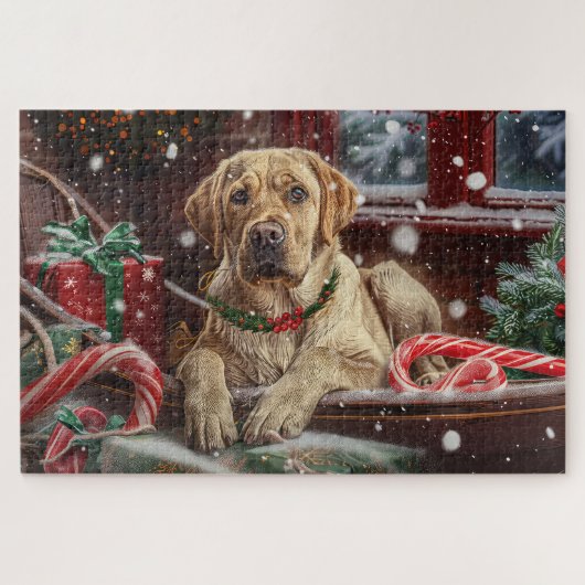 Labrador Hund Weihnachtsfest Puzzle (Horizontal)