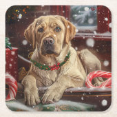 Labrador Hund Weihnachtsfest Rechteckiger Pappuntersetzer (Vorderseite)