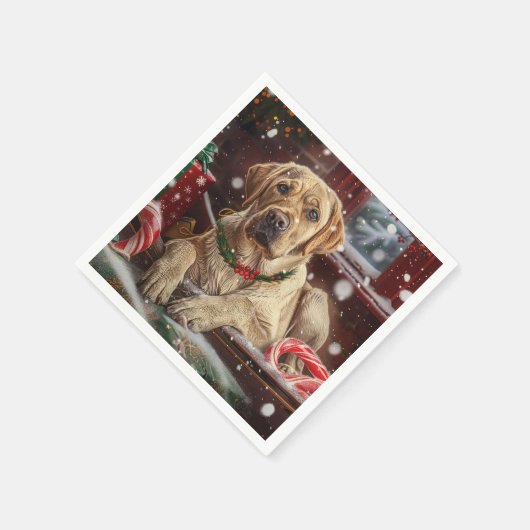 Labrador Hund Weihnachtsfest Serviette (Ecke)