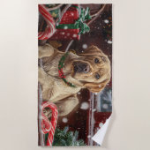 Labrador Hund Weihnachtsfest Strandtuch (Vorderseite)