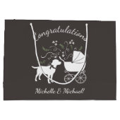 Labrador Hunde Babydusche Labrador Grau Geschlecht Große Geschenktüte (Rückseite)