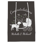 Labrador Hunde Babydusche Labrador Grau Geschlecht Mittlere Geschenktüte (Rückseite)