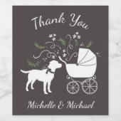 Labrador Hunde Babydusche Labrador Grau Geschlecht Weinetikett (Einzelnes Label)