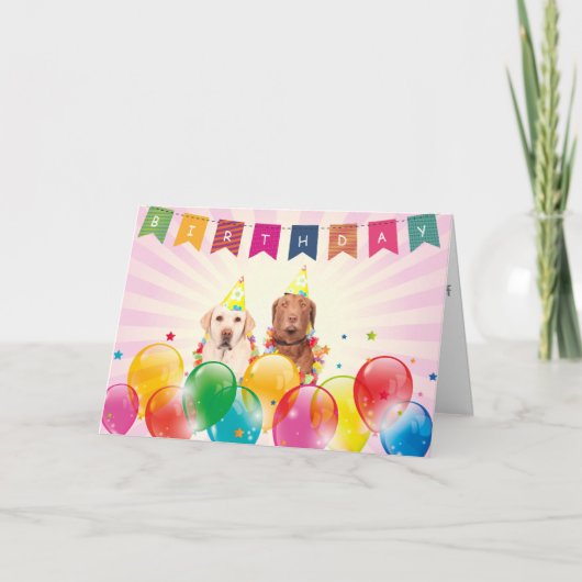 Labrador Hunde Happy Birthday Grußkarte Karte (Vorderseite)