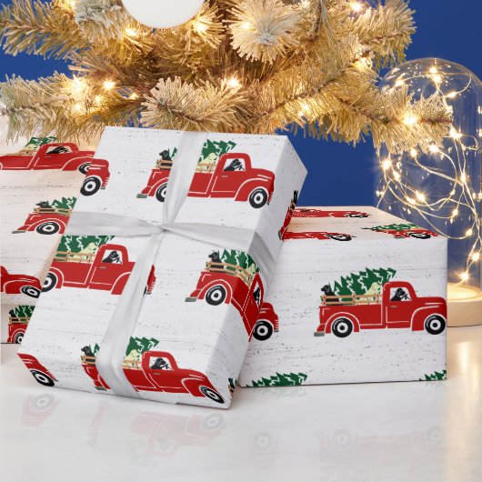 Labrador Hunde in Red Christmas Truck Geschenkpapier (Feiertage)