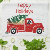 Labrador Hunde in Red Christmas Truck Geschirrtuch (Gefaltet)