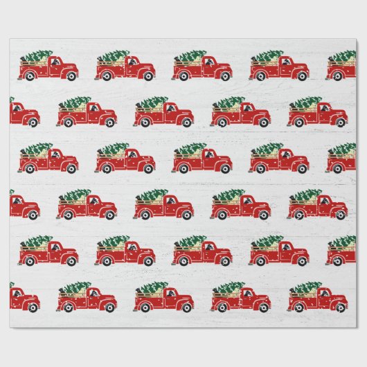 Labrador Hunde in Red Christmas Truck Wrapping Pap Geschenkpapier (Flach)