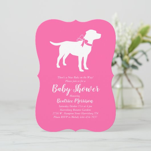 Labrador Hunde Kinderdusche Labrador Pink Girl Einladung (Stehend Vorderseite)