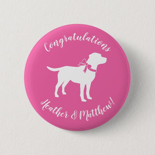 Labrador Hunde Kinderdusche Pink Girl Labrador Button (Vorderseite)
