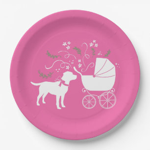 Labrador Hunde Kinderdusche Pink Girl Labrador Pappteller