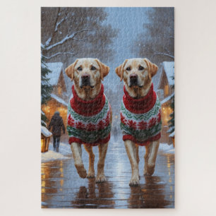 Labrador-Hunde Weihnachten Schnee Feiertag Puzzle