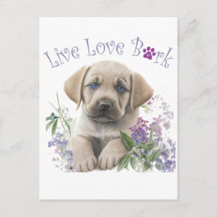 Labrador-Hundemutter Blumenmuster Postkarte
