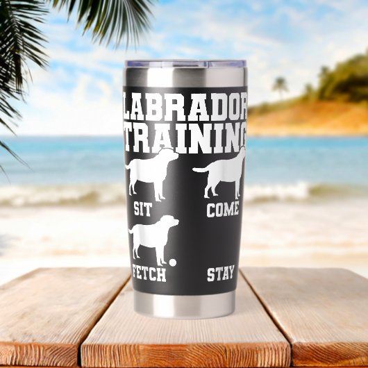Labrador-Hundetrainer Thermobecher (Strand (gedreht))