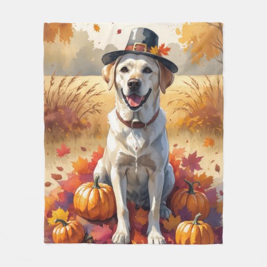 Labrador im Herbst lässt Erntedank Art Fleecedecke (Vorderseite)