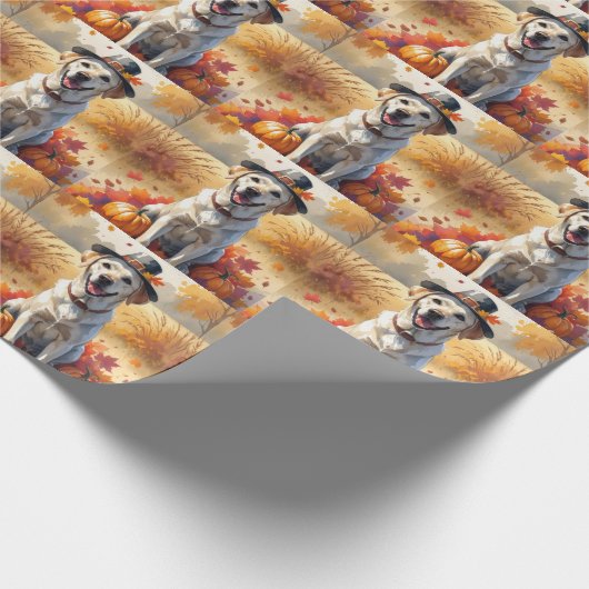Labrador im Herbst lässt Erntedank Art Geschenkpapier (Ecke)