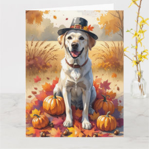 Labrador im Herbst lässt Erntedank Art Karte