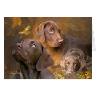Labrador im Herbst sammelbares ArtCard