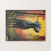 Labrador im Wald bei Sonnenuntergang Puzzle (Horizontal)