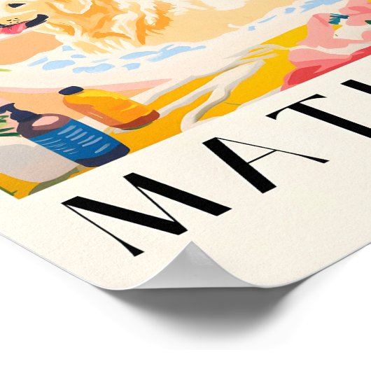 Labrador in der Badewanne, Kunsthandwerkskunst im Poster (Ecke)