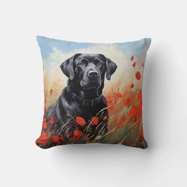 Labrador in Poppies Kissen (Vorderseite)