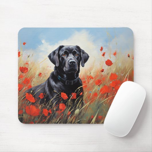 Labrador in Poppies Mousepad (Mit Mouse)