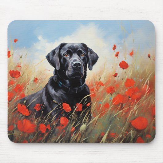 Labrador in Poppies Mousepad (Vorne)