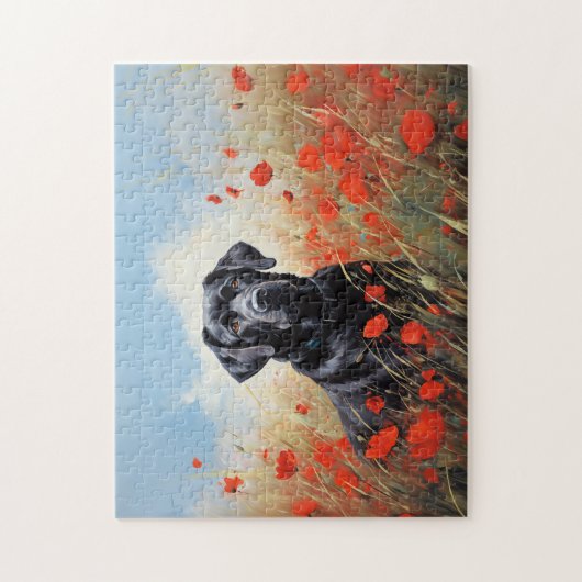 Labrador in Poppies Puzzle (Vertikal)
