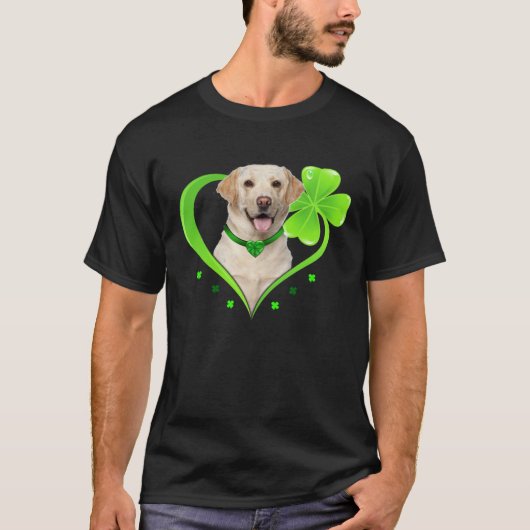 Labrador In Shamrock Heart St Patricks Day Dog T-Shirt (Vorderseite)