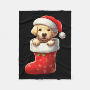 Labrador In Sock Weihnachten Weihnachtsmannmütze W Fleecedecke