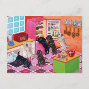 Labrador Kitchen Party Painting Postkarte