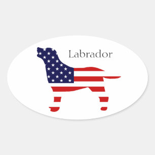 Labrador-Kontur in US Flagge Ovaler Aufkleber
