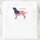 Labrador-Kontur in US Flagge Ovaler Aufkleber (Tasche)