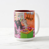 Labrador-Küchen-Party-Malerei Zweifarbige Tasse (VorderseiteRechts)