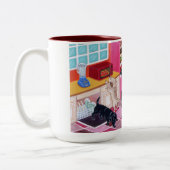 Labrador-Küchen-Party-Malerei Zweifarbige Tasse (Links)