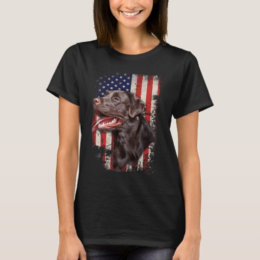 Labrador Labradors Patriotische Amerikanische Flag T-Shirt (Vorderseite)