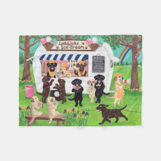 Labrador leckt Eiscreme-Labradore Fleecedecke (Vorderseite (Horizontal))