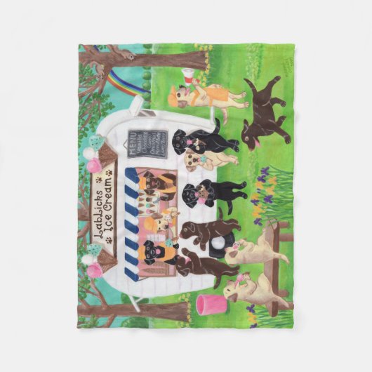 Labrador leckt Eiscreme-Labradore Fleecedecke (Vorderseite)