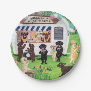 Labrador leckt Eiscreme-Labradore Pappteller