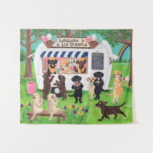 Labrador leckt Eiscreme Labradors Wandteppich (Vorderseite (Horizontal))