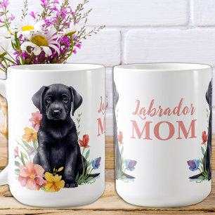 Labrador Mama Hund Niedlich Moderne Blumenjungen Kaffeetasse