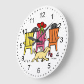 Labrador-Mama in Poolside Große Wanduhr (Winkel)