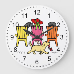 Labrador-Mama in Poolside Große Wanduhr