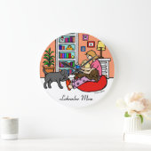 Labrador-Mama-Lesung Große Wanduhr (Zuhause)