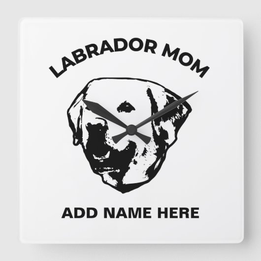 Labrador-Mama Quadratische Wanduhr (Vorderseite)