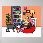 Labrador Mama Reading Cartoon Poster (Vorne)